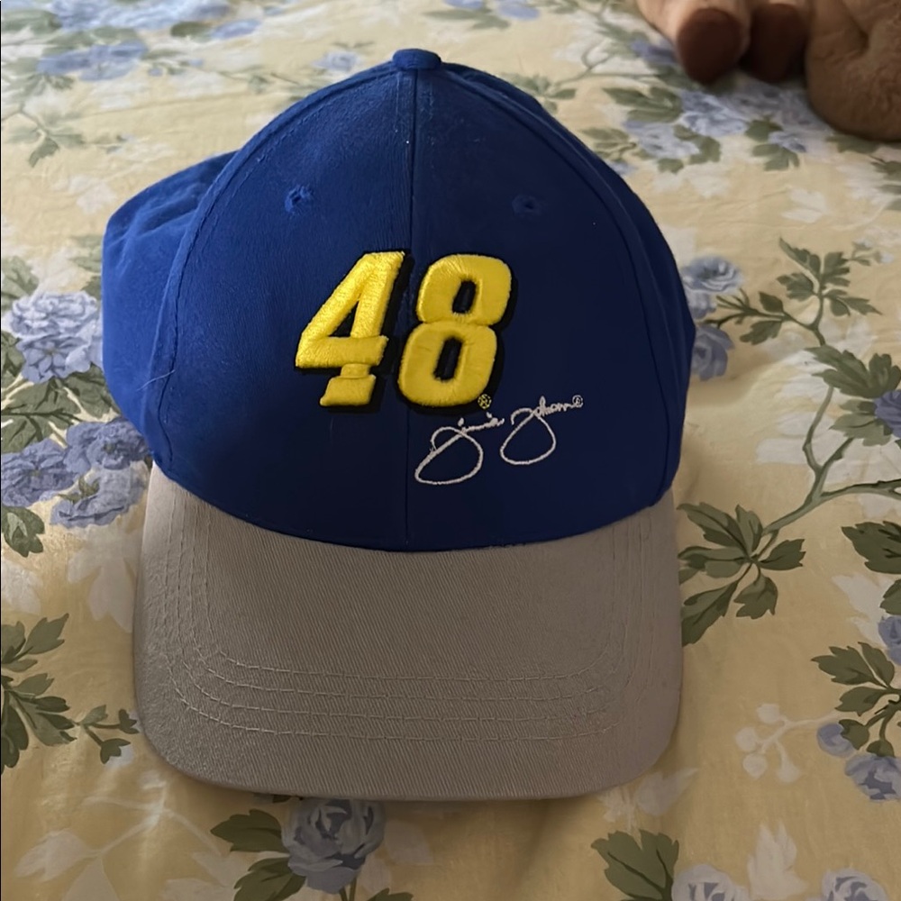 Blue and Gray Cap with Yellow Number 48